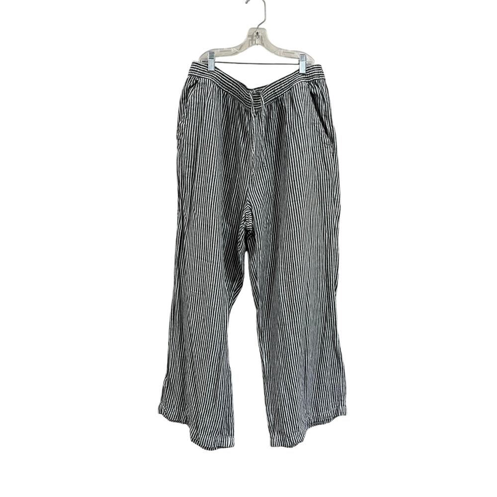 Old‎ Navy Linen Blend Wide Leg Pants Coastal Lagenlook Resort Large Stripe